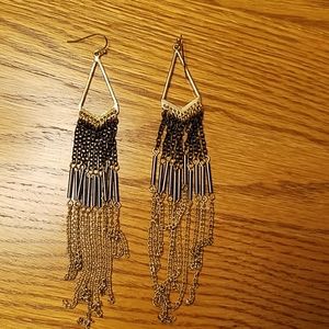 Gold & Black Drop Earrings.